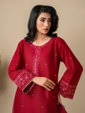 Red Stylish Collection Mahani Lawn Embroidered Stitched 3-Piece Suit-Leeah