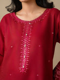 Red Stylish Collection Mahani Lawn Embroidered Stitched 3-Piece Suit-Leeah