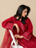 Red Stylish Collection Mahani Lawn Embroidered Stitched 3-Piece Suit-Leeah