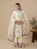 Cream Stylish Collection Mahani Lawn Embroidered Stitched 3-Piece Suit-Laaj