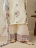 Cream Stylish Collection Mahani Lawn Embroidered Stitched 3-Piece Suit-Laaj
