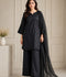 HEM Cotton Embroidered Stitched 3-Piece Suit-Black Kurta Set