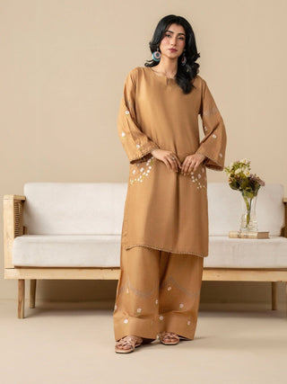 Brown Stylish Collection Vesper Linen Embroidered Stitched 2 Piece Suit Mehrunisa