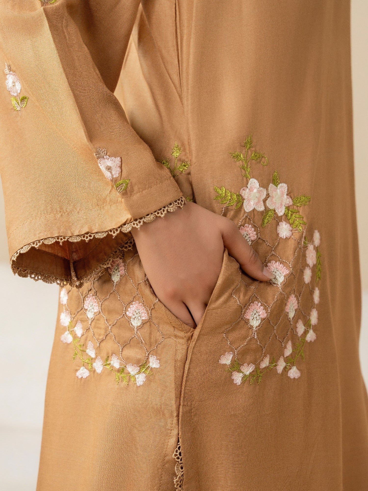 Brown Stylish Collection Wesper Linen Embroidered Stitched 2-Piece Suit-Mehrunisa