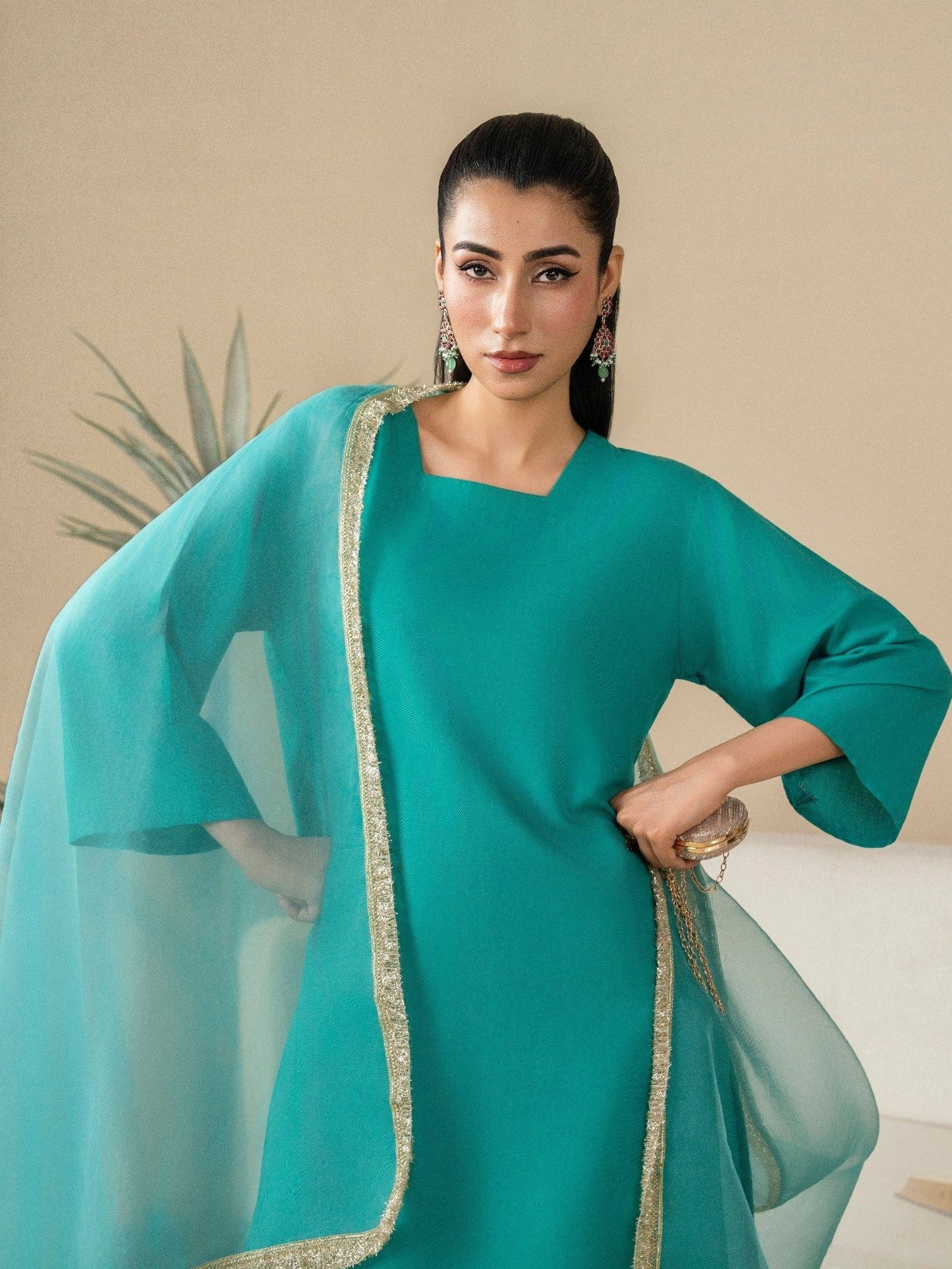 Green Stylish Collection Vesper Linen Stitched 3-Piece Suit-Bug