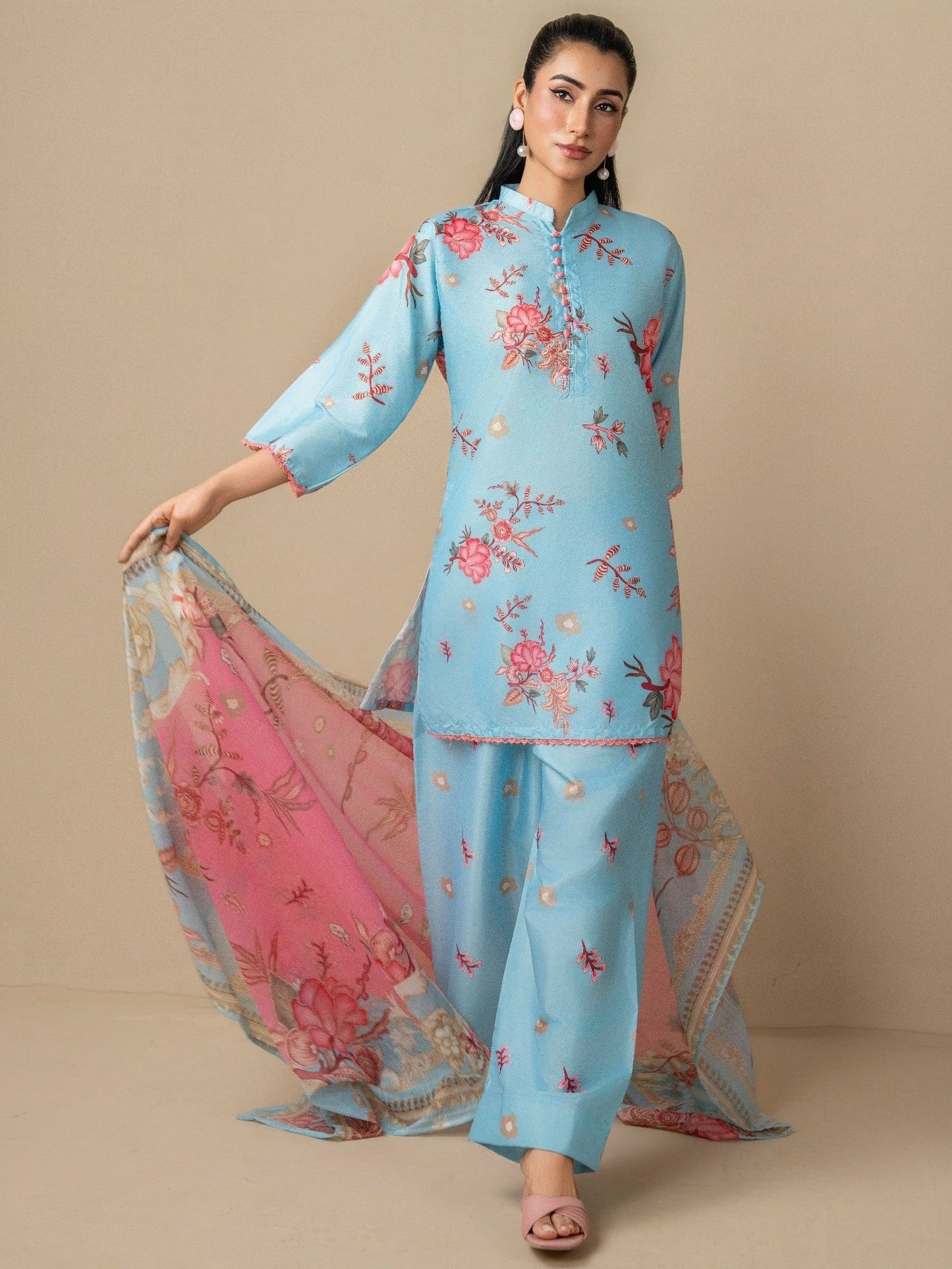 Blue Stylish Collection Vesper Lawn Printed Stitched 3-Piece Suit-Bareen