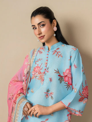 Blue Stylish Collection Vesper Lawn Printed Stitched 3 Piece Suit Bareen
