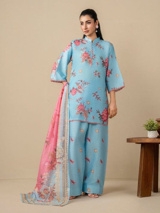 Blue Stylish Collection Vesper Lawn Printed Stitched 3-Piece Suit-Bareen