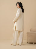 Cream Stylish Collection Vesper Linen Embroidered Stitched 2-Piece Suit-Tulip