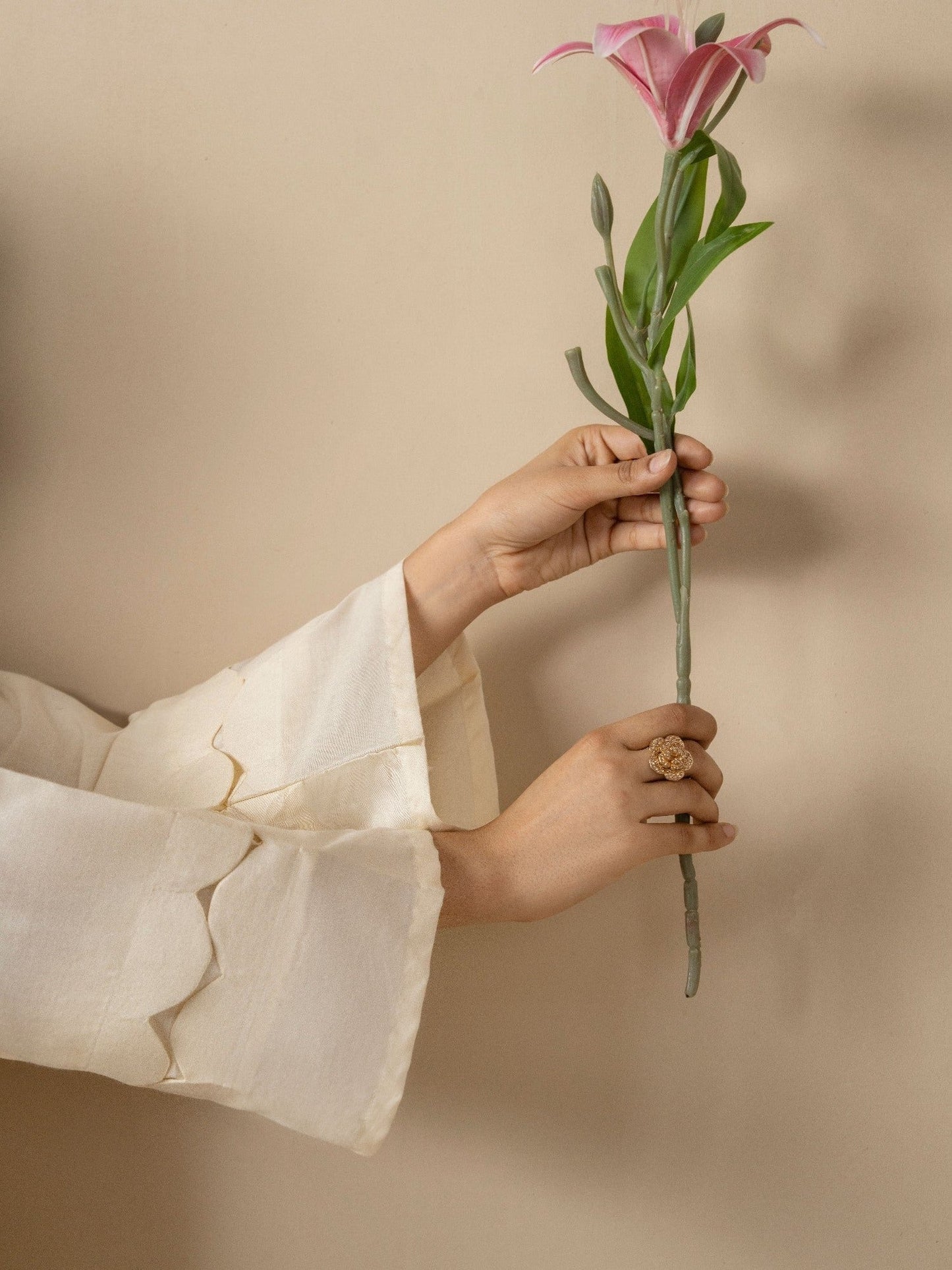 Cream Stylish Collection Vesper Linen Embroidered Stitched 2-Piece Suit-Tulip