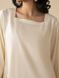 Cream Stylish Collection Vesper Linen Embroidered Stitched 2-Piece Suit-Tulip