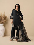 Black Stylish Collection Vesper Linen Embroidered Stitched 3-Piece Suit-Zola