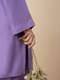 Lilac Stylish Collection Wesper Linen Stitched 3-Piece Suit-Lilac Orchid