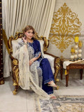 Blue-Stylish Collection Vesper Lawn Embroidered Stitched 3-Piece Suit-Feeroza