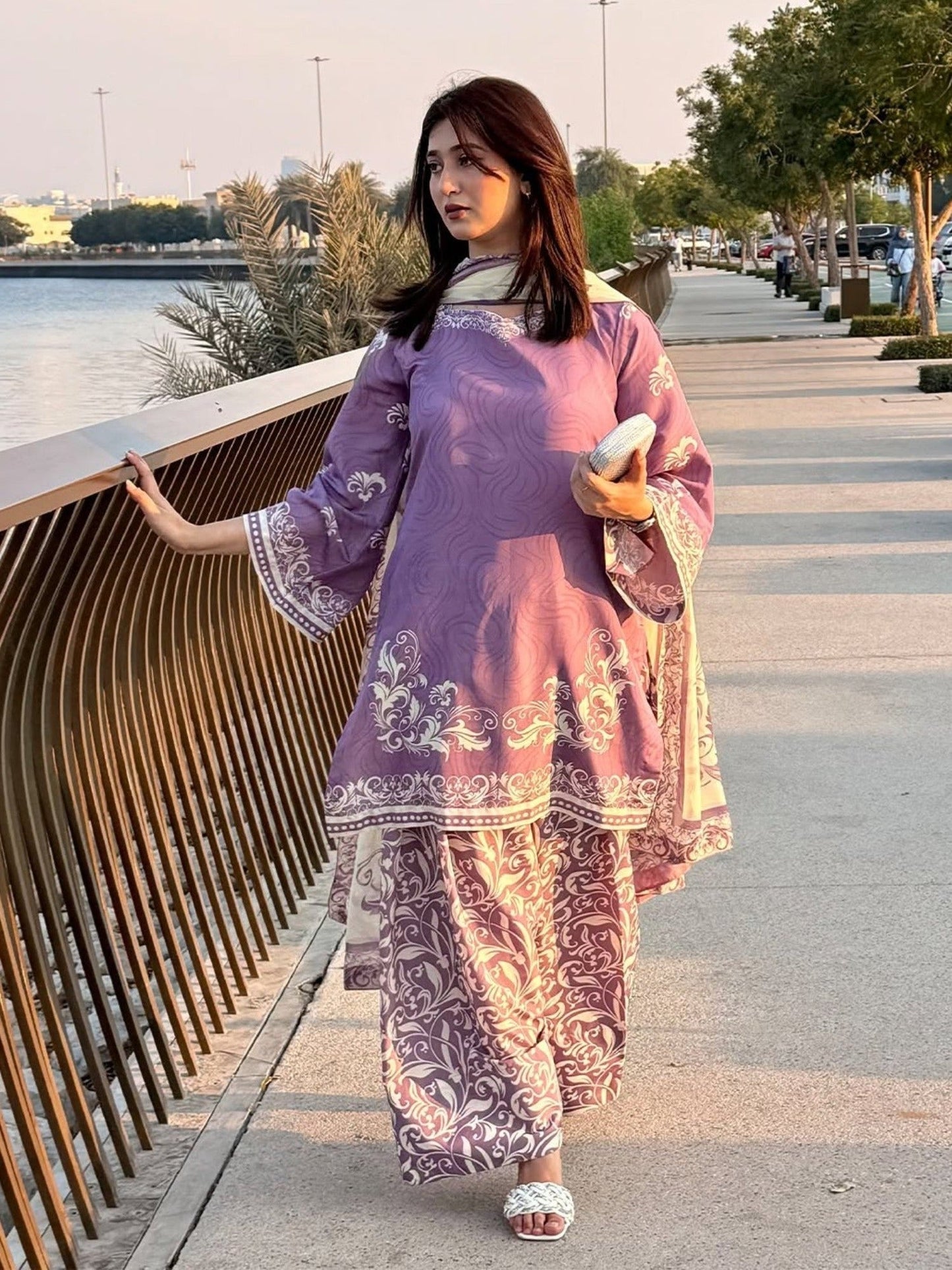 Lilac Stylish Collection Wesper Lawn Printed Stitched 3-Piece Suit-Wishmy Pastel