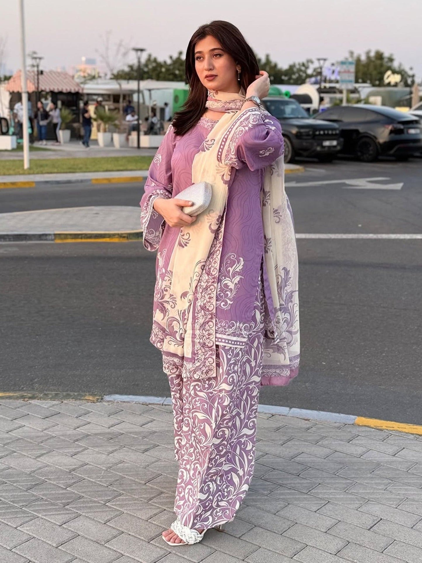 Lilac Stylish Collection Wesper Lawn Printed Stitched 3-Piece Suit-Wishmy Pastel