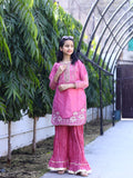 Hot Pink-Lumira Organza Embroidered Lumira Organza Embroidered Sharara-Saba-Saba