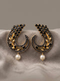  Gold and Black-Orya Jewellery Stud Earrings-Black E66
