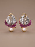 golden.white and pink-Orya Jewellery Stud Earrings-Ruby Red E67