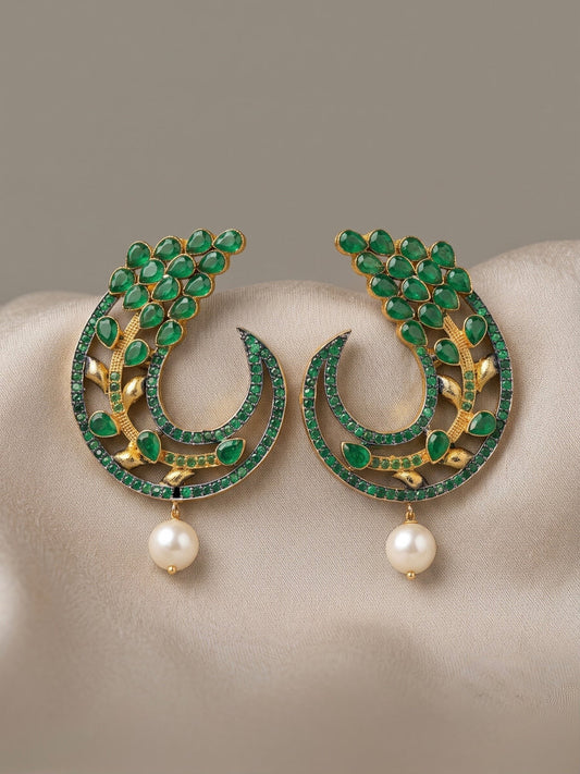 Gold and green-Orya Jewellery Earrings-Emerald Green E65