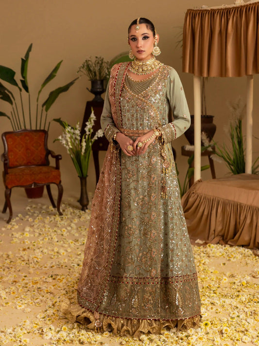 Green Sara Jahan Rang e Bahar Chiffon Embellished Stitched 4-Piece Suit-SJ-1066