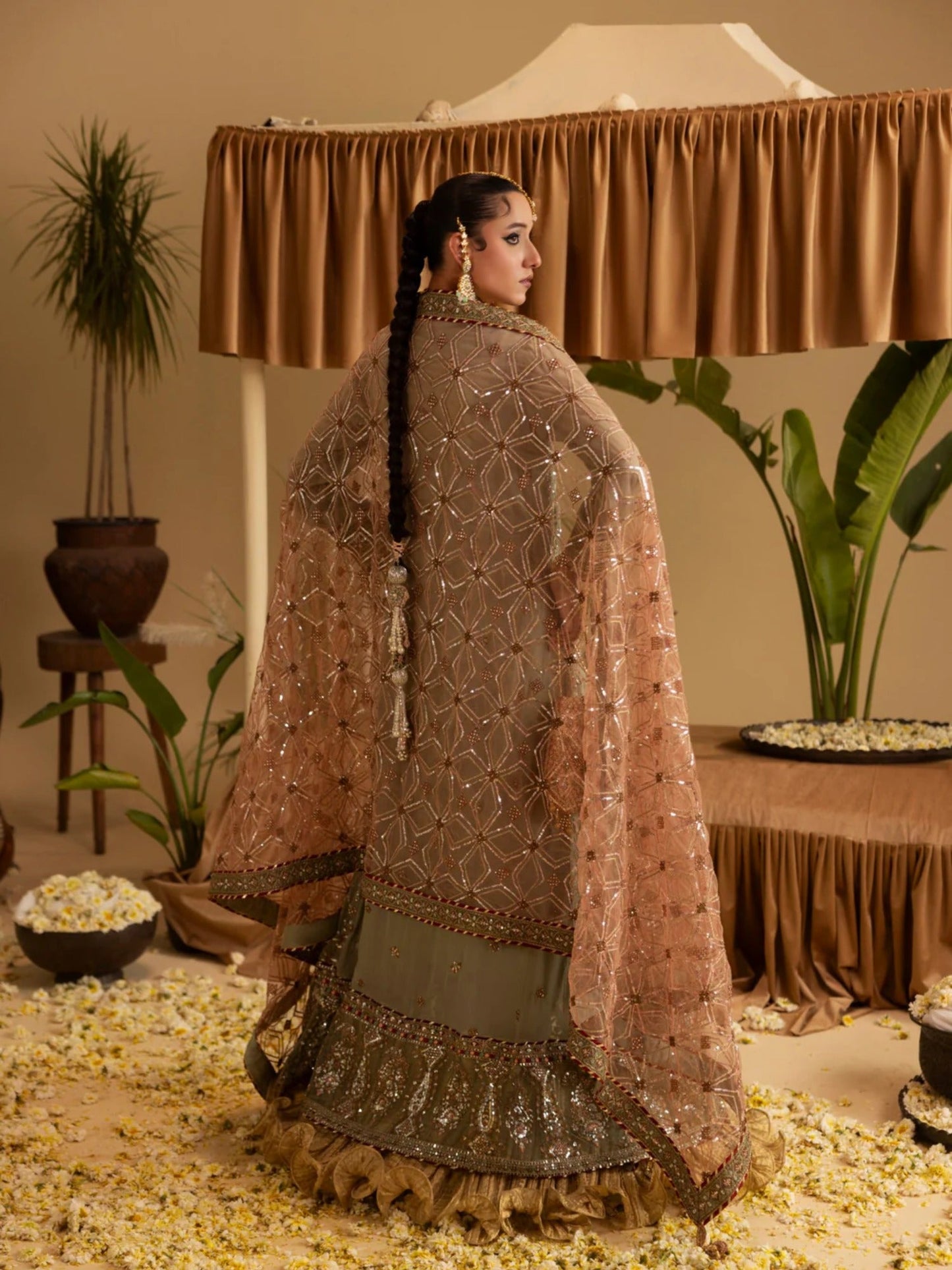 Green Sara Jahan Rang e Bahar Chiffon Embellished Stitched 4-Piece Suit-SJ-1066