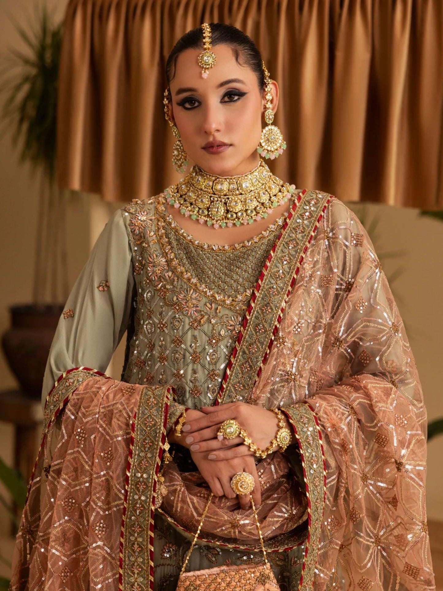 Green Sara Jahan Rang e Bahar Chiffon Embellished Stitched 4-Piece Suit-SJ-1066