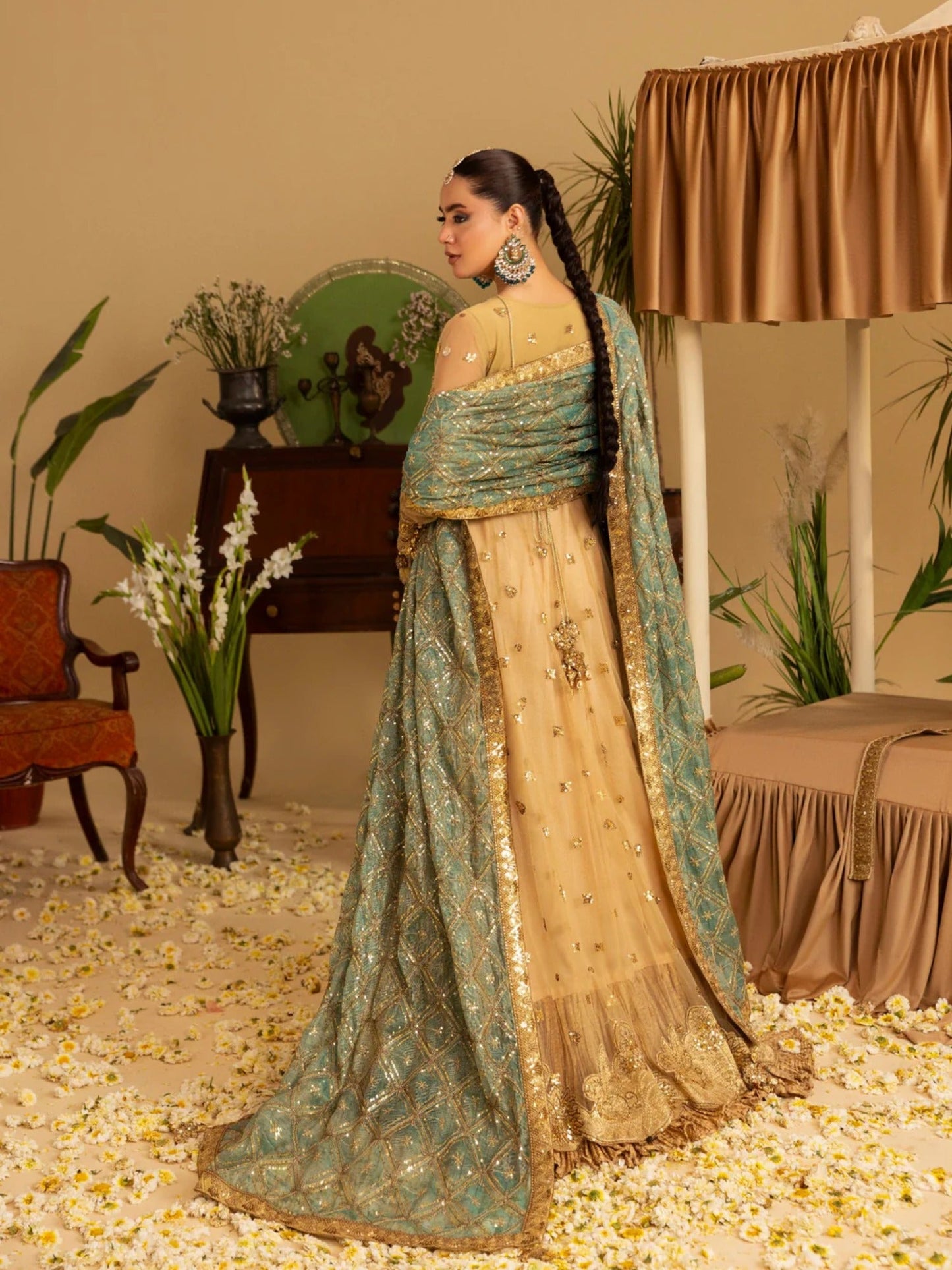 Golden Sara Jahan Rang e Bahar Net Embellished Maxi-SJ-1043