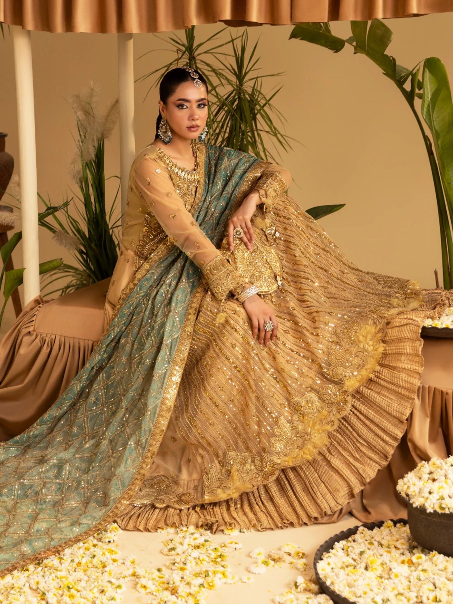 Golden Sara Jahan Rang e Bahar Net Embellished Maxi-SJ-1043