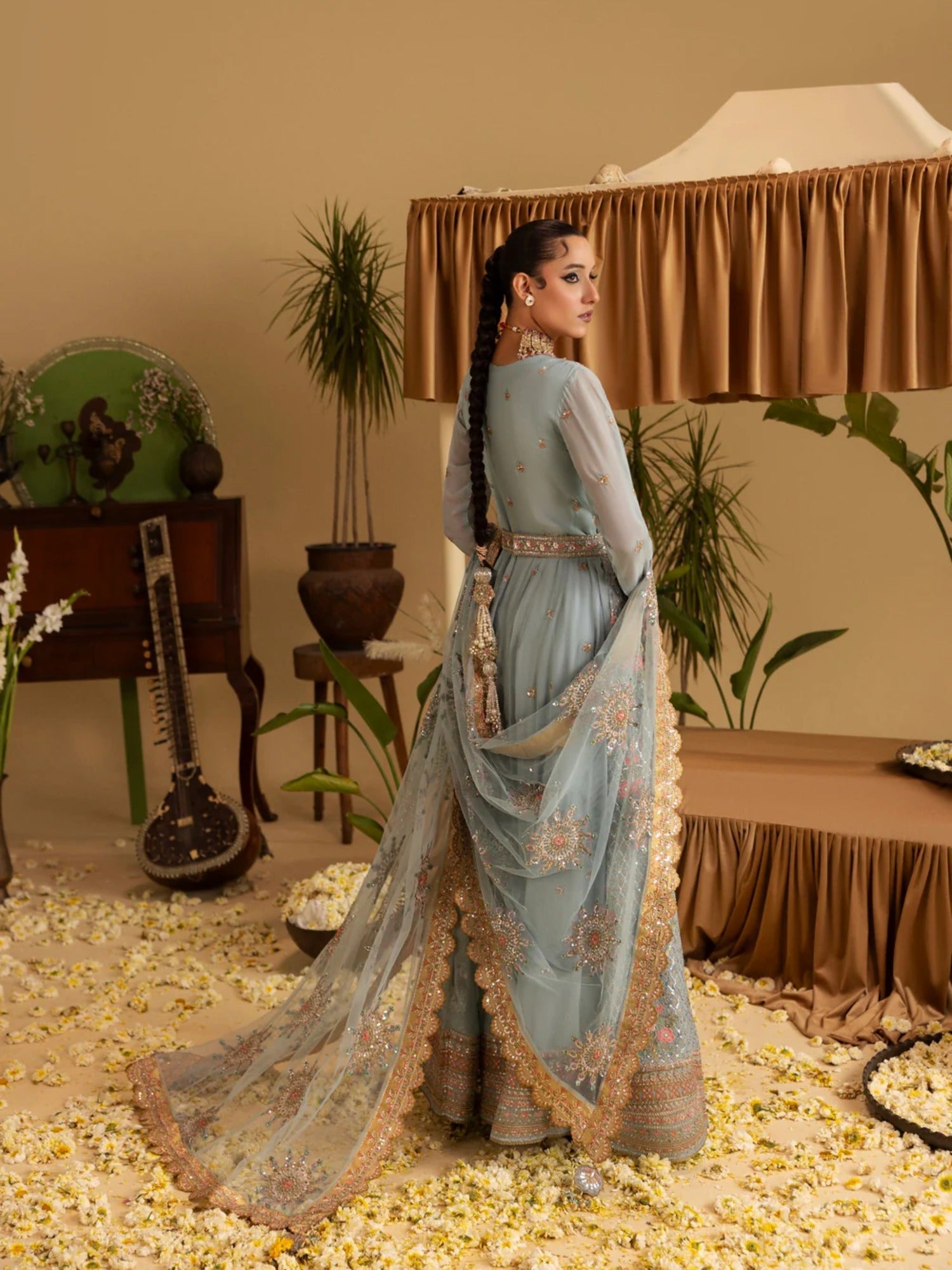 Blue Sara Jahan Rang e Bahar Chiffon Embellished Maxi-SJ-1065