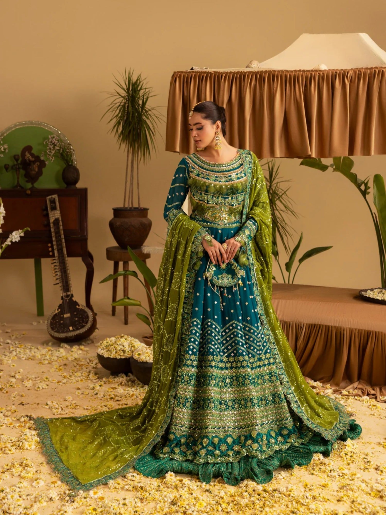 Sara Jahan Rang e Bahar Chiffon Embellished Maxi-SJ-1042