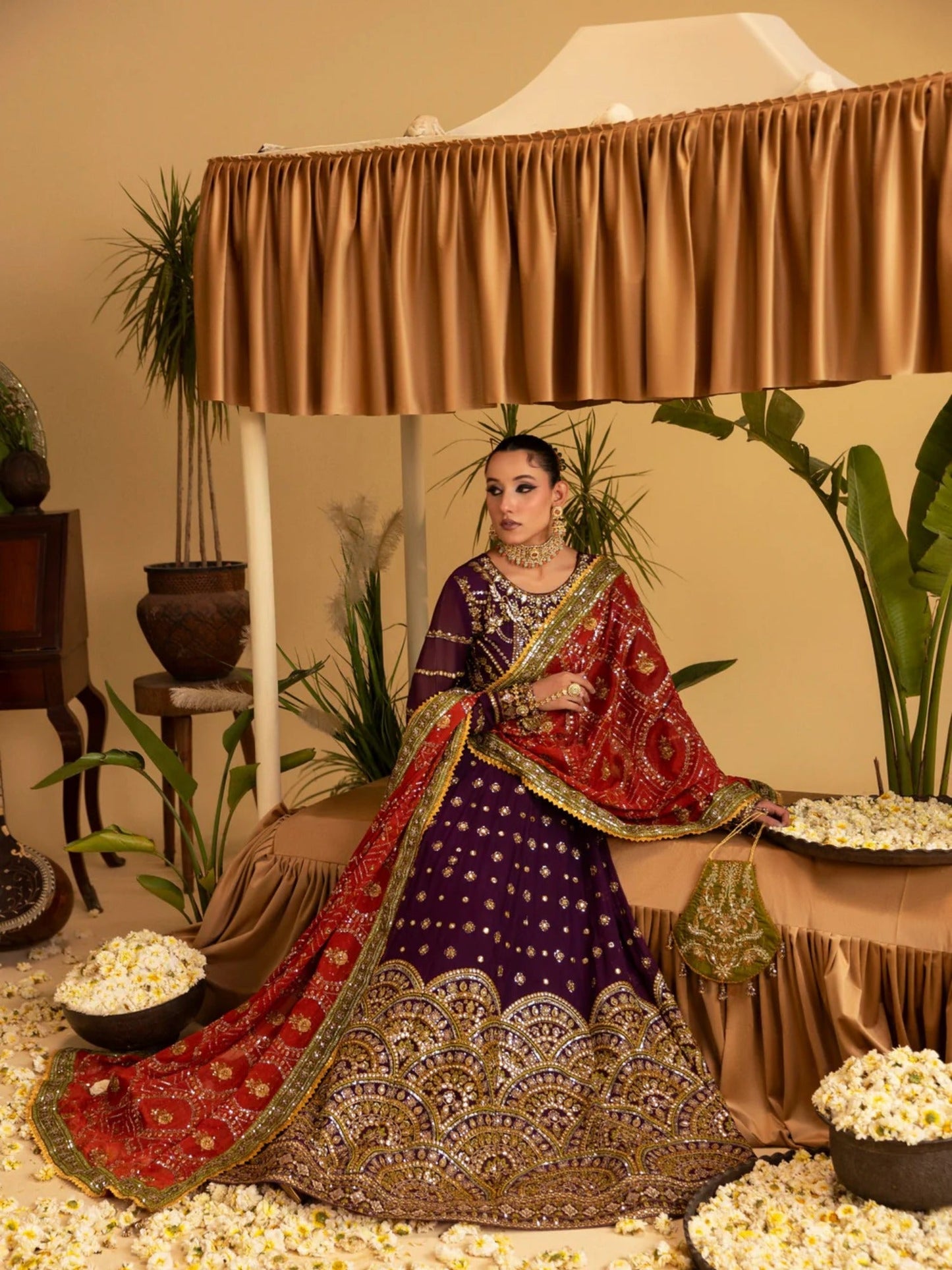 Purple Sara Jahan Rang e Bahar Chiffon Embellished Maxi-SJ-1040