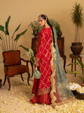 Red Sara Jahan Rang e Bahar Chiffon Embellished Lehenga Set-SJ-1067