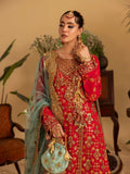Red Sara Jahan Rang e Bahar Chiffon Embellished Lehenga Set-SJ-1067