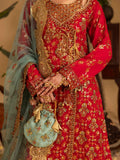 Red Sara Jahan Rang e Bahar Chiffon Embellished Lehenga Set-SJ-1067