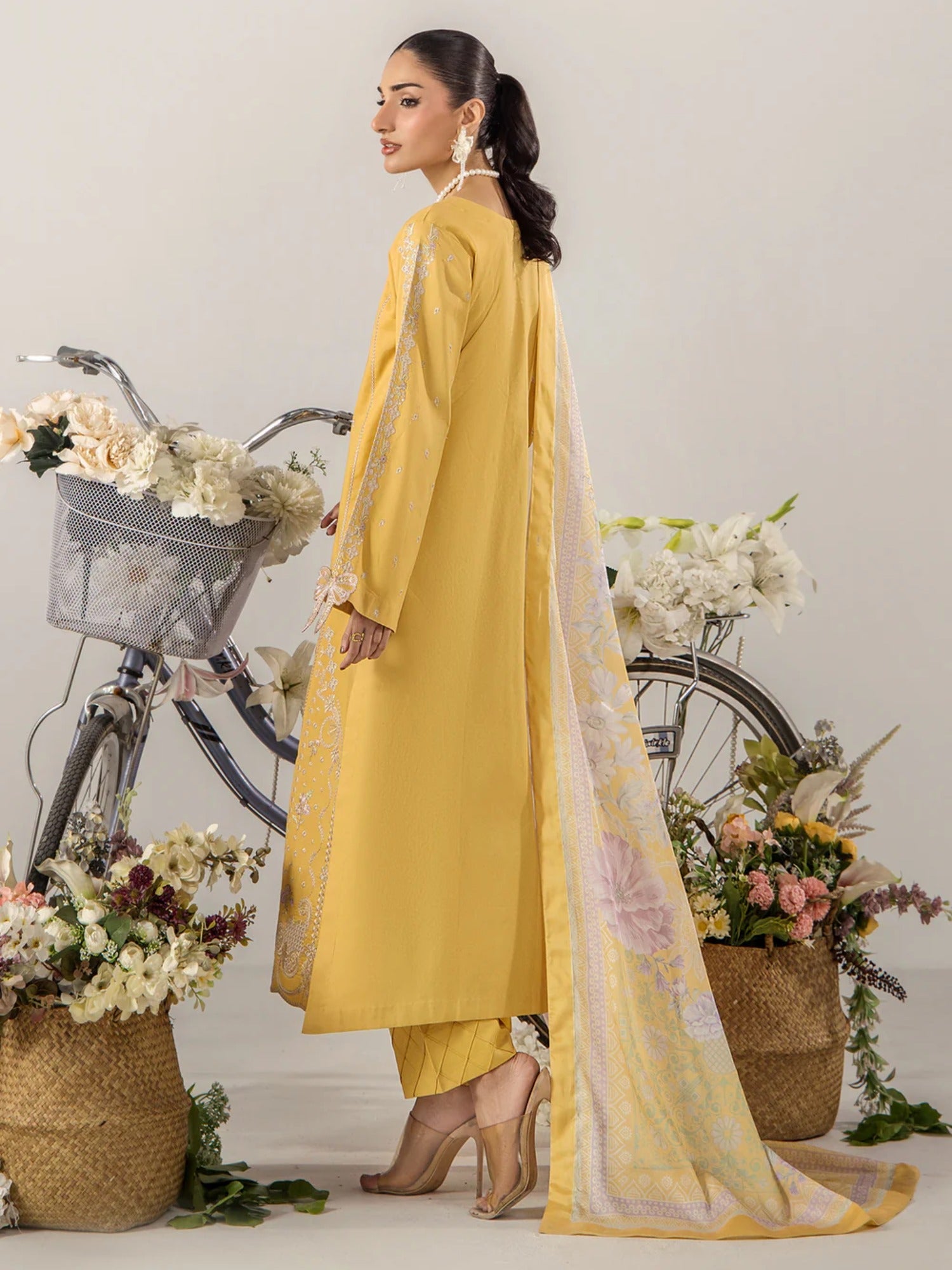 Yellow Sara Jahan Breeze Lawn'26 Embroidered Stitched 3-Piece Suit-SJ-1091