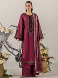 Maroon Sara Jahan Breeze Lawn'26 Embroidered Stitched 3-Piece Suit-SJ-1087