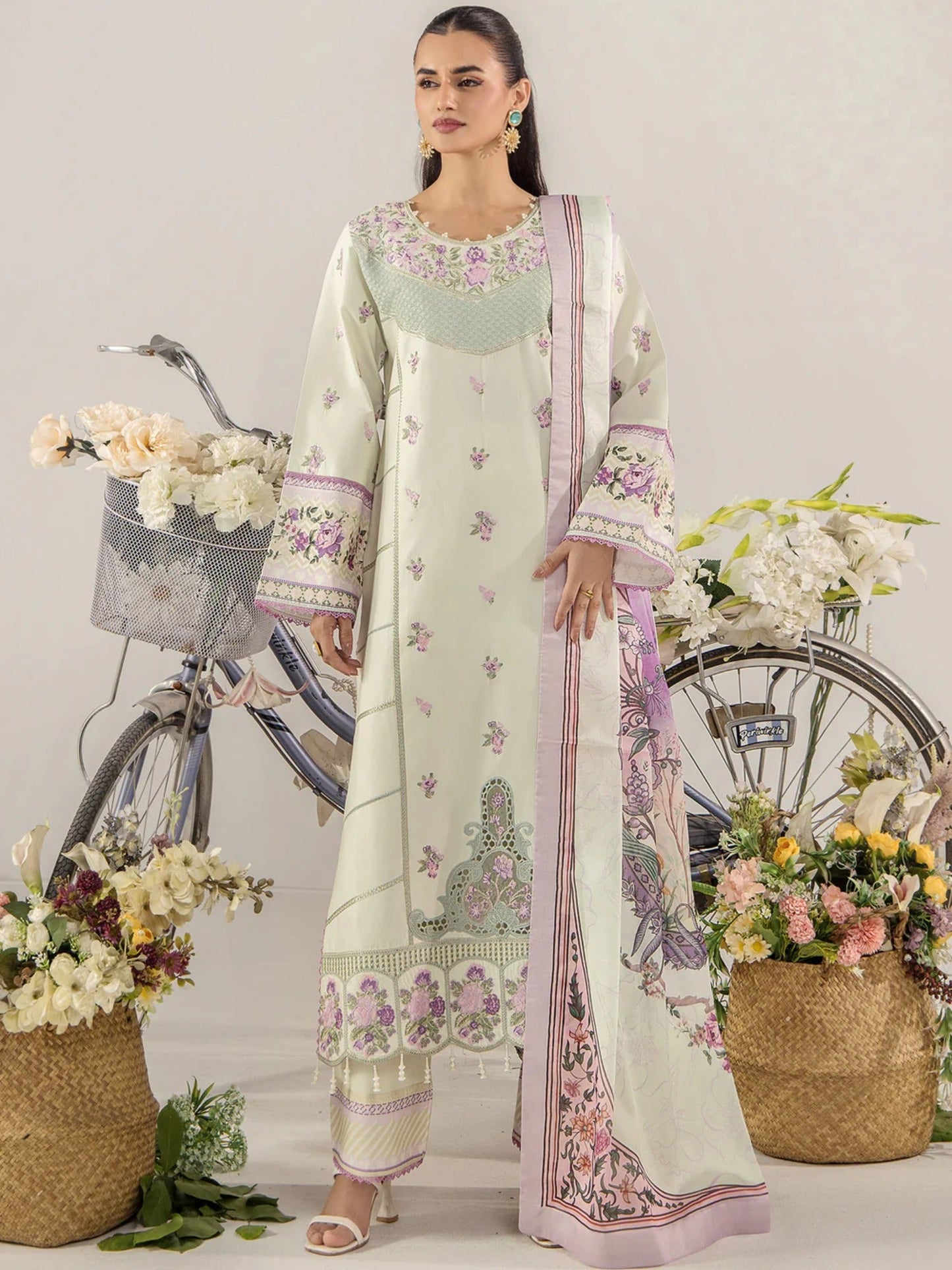 Mint Green Sara Jahan Breeze Lawn'26 Embroidered Stitched 3-Piece Suit-SJ-1088