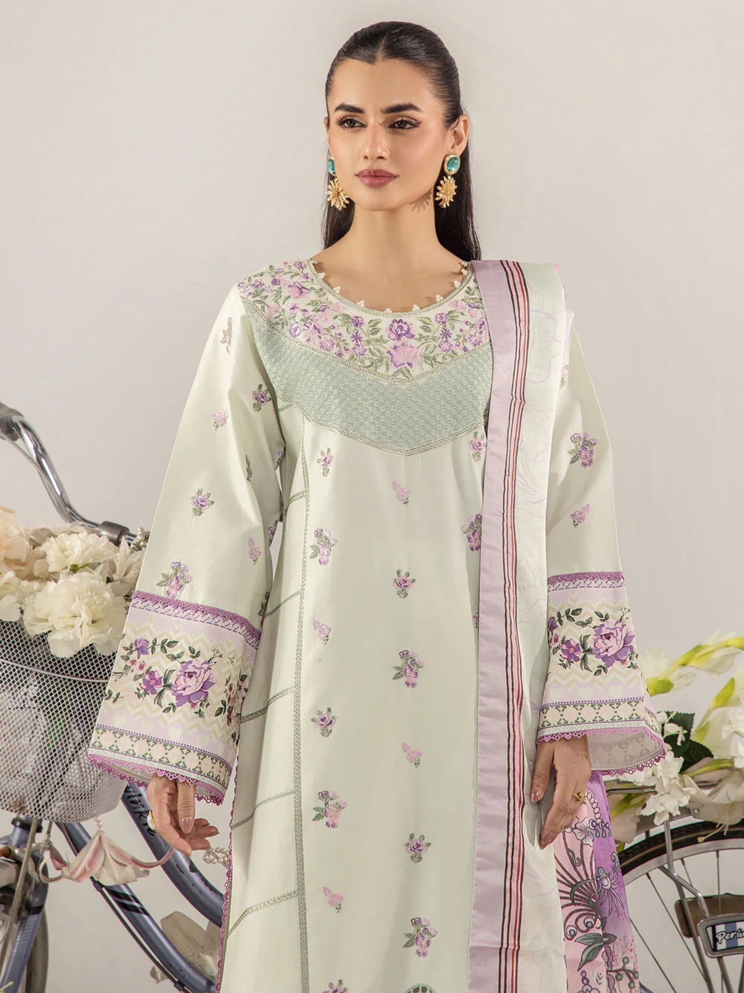 Mint Green Sara Jahan Breeze Lawn'26 Embroidered Stitched 3-Piece Suit-SJ-1088