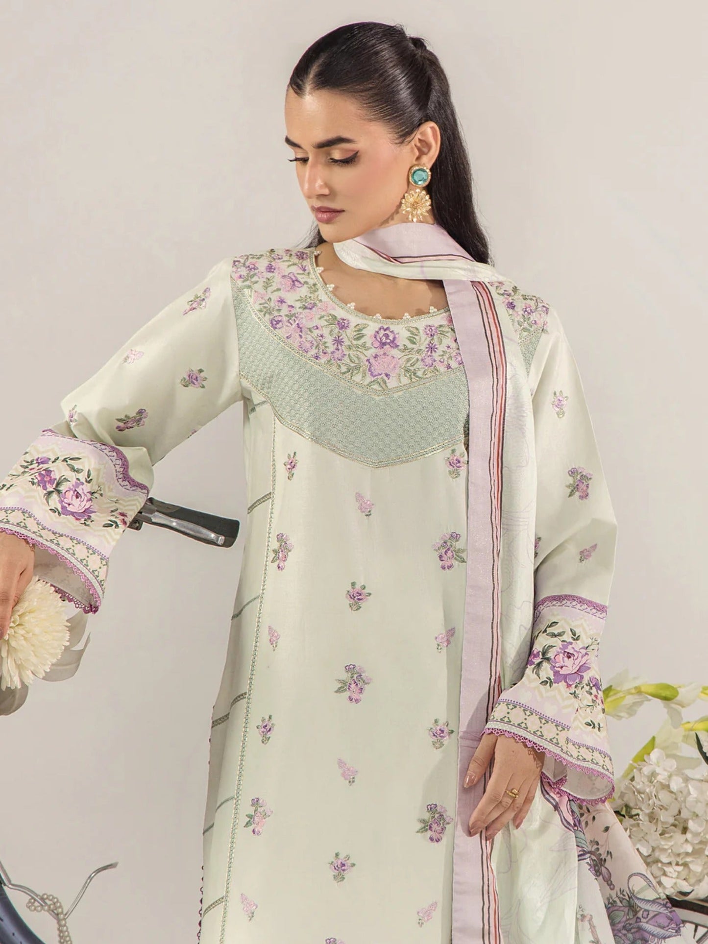 Mint Green Sara Jahan Breeze Lawn'26 Embroidered Stitched 3-Piece Suit-SJ-1088