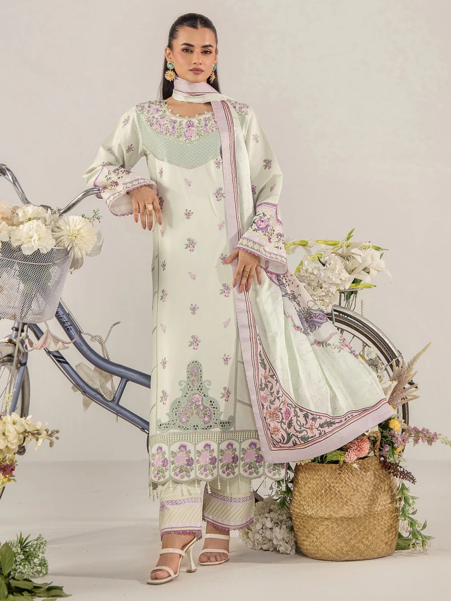 Mint Green Sara Jahan Breeze Lawn'26 Embroidered Stitched 3-Piece Suit-SJ-1088