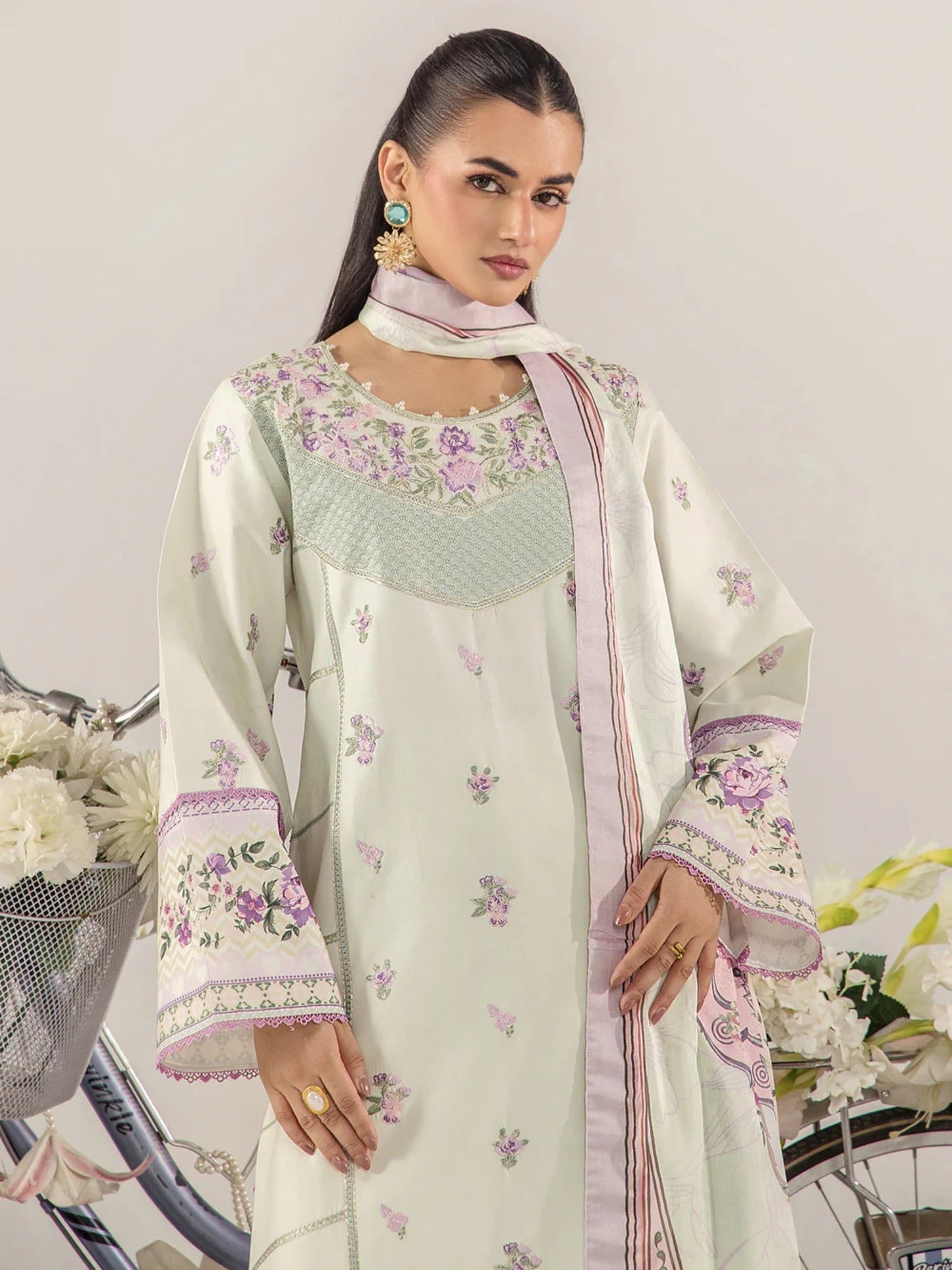 Mint Green Sara Jahan Breeze Lawn'26 Embroidered Stitched 3-Piece Suit-SJ-1088