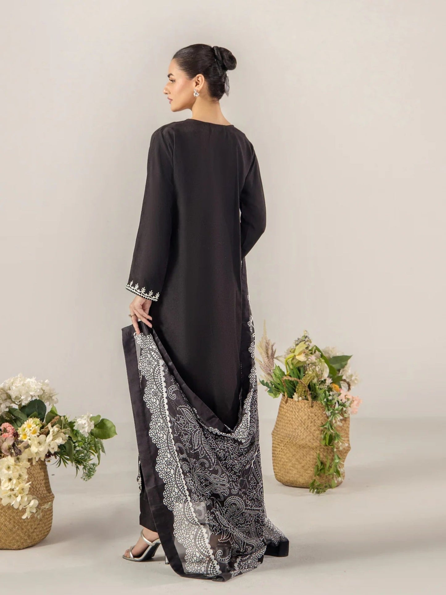 Black Sara Jahan Breeze Lawn'26 Embroidered Stitched 3-Piece Suit-SJ-200