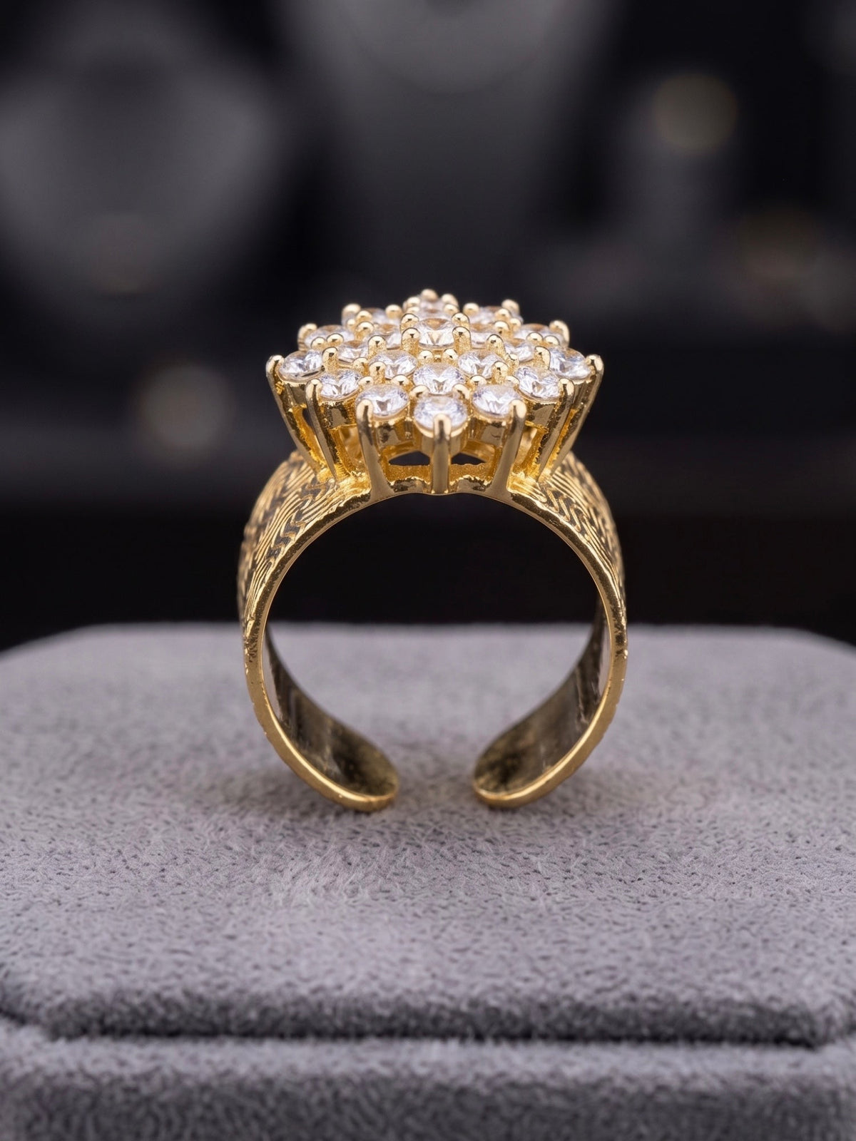 Orya Jewellery Gold Adjustable Ring-Zircon White R32