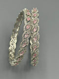Pink and Silver-H&A Jewellery One Carat Silver Rhodium Plated Bangles