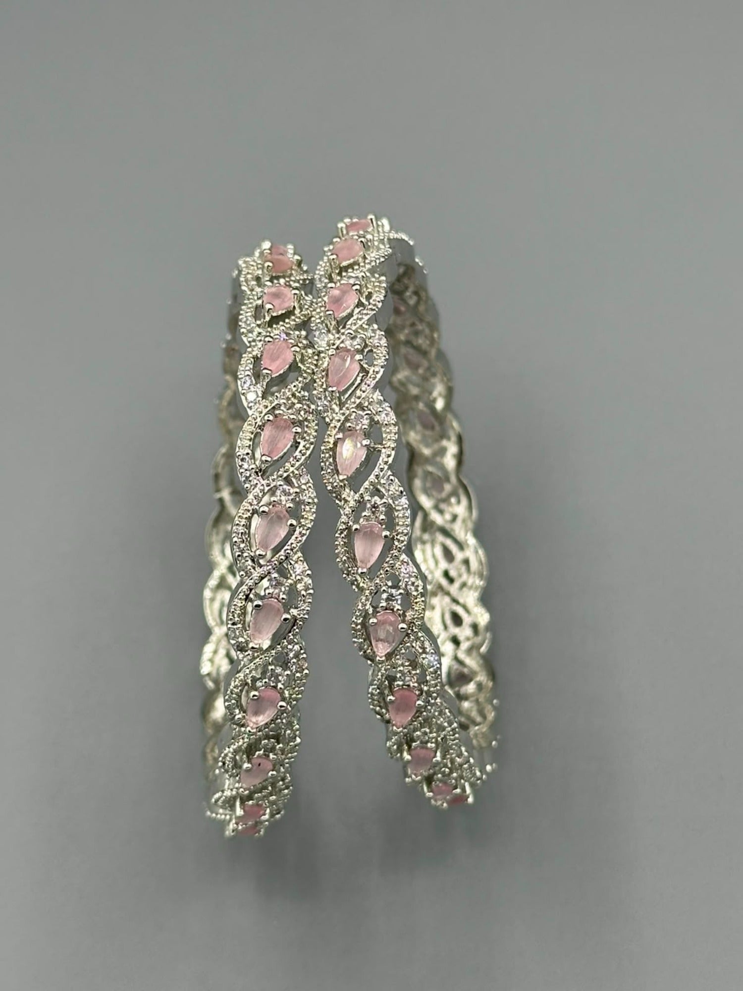Pink and Silver-H&A Jewellery One Carat Silver Rhodium Plated Bangles