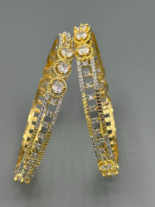 Golden and Silver-H&A Jewellery One Carat Silver Rhodium Plated Bangles