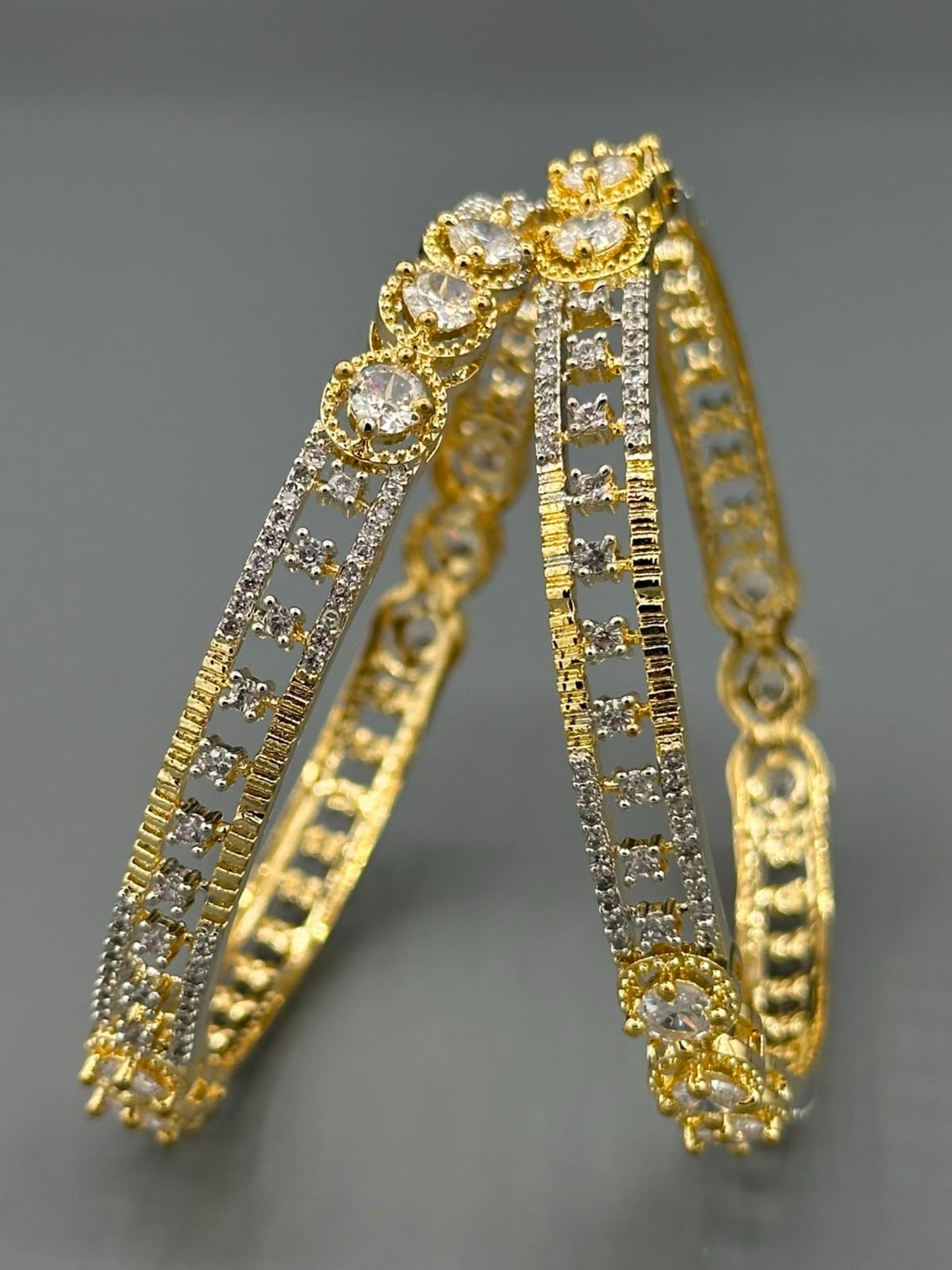 Golden and Silver-H&A Jewellery One Carat Silver Rhodium Plated Bangles