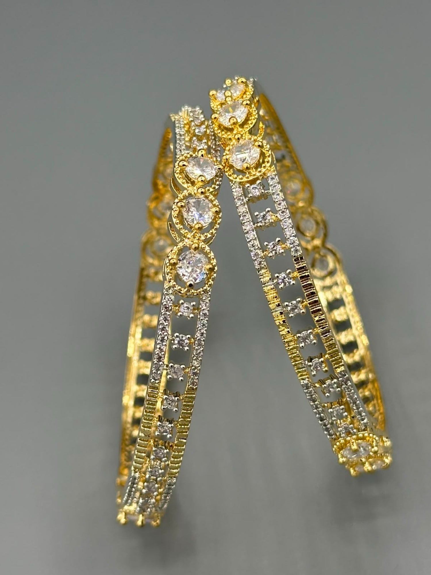 Golden and Silver-H&A Jewellery One Carat Silver Rhodium Plated Bangles
