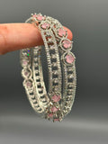 Pink and Silver-H&A Jewellery One Carat Silver Rhodium Plated Bangles